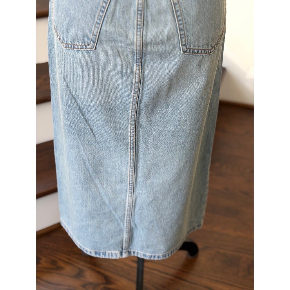 NWT Abercrombie Light Wash Denim High Waisted Slit Midi Skirt Western 90s - Picture 6 of 9